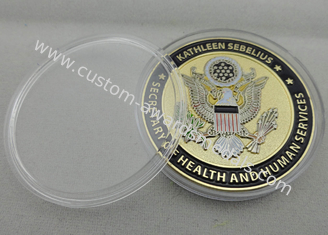 La aleación del cinc del chapado en oro/el estaño/la salud americana de cobre amarillo y el servicio humano personalizaron monedas