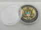 el hierro/el latón/el cobre de encargo del comercio 3D concede la moneda con la caja de plástico transparente